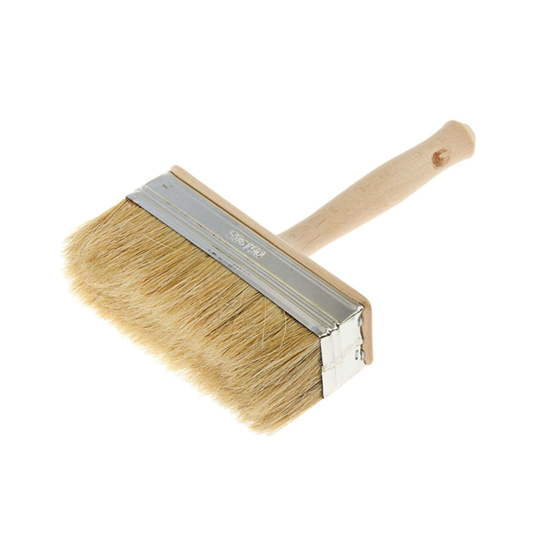 Brosse de nettoyage pour plafond à poils synthétiques Brosse de nettoyage économique Manche en bois Pinceau mural avec crochet pour seau