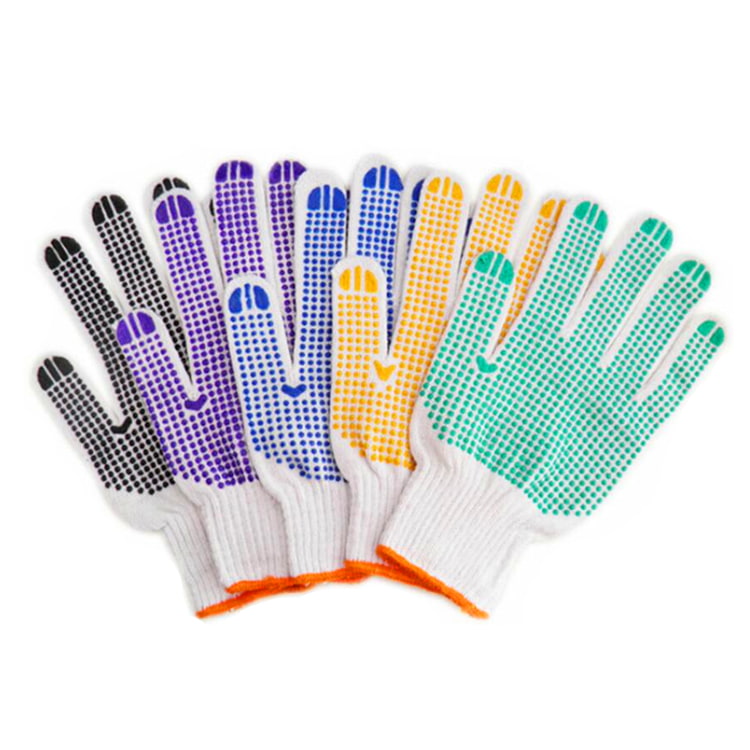 Gants de travail de sécurité à usage industriel pas cher PVC Dot Palm coton gants en tricot Protection tricot gants de travail de jardin